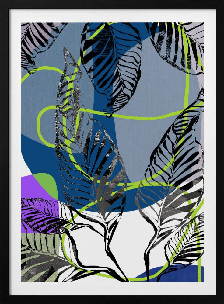 Schwarze Blätter mit Farbe Abstrakt Nr. 3 | Poster