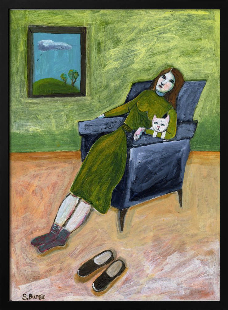Dame mit Katze | Poster