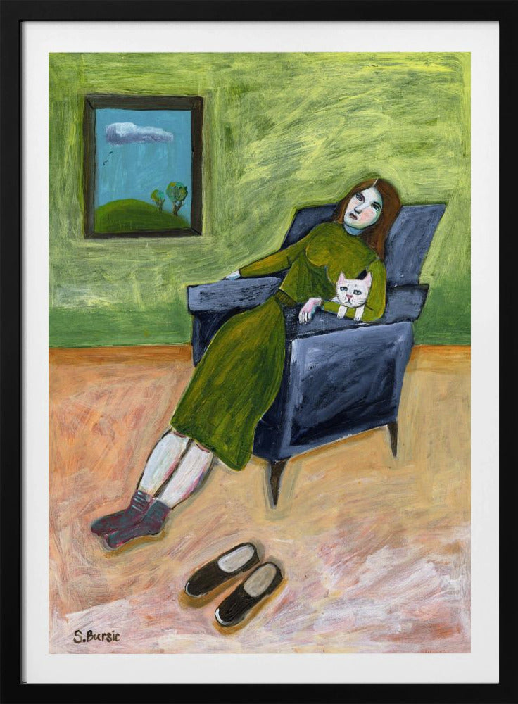 Dame mit Katze | Poster