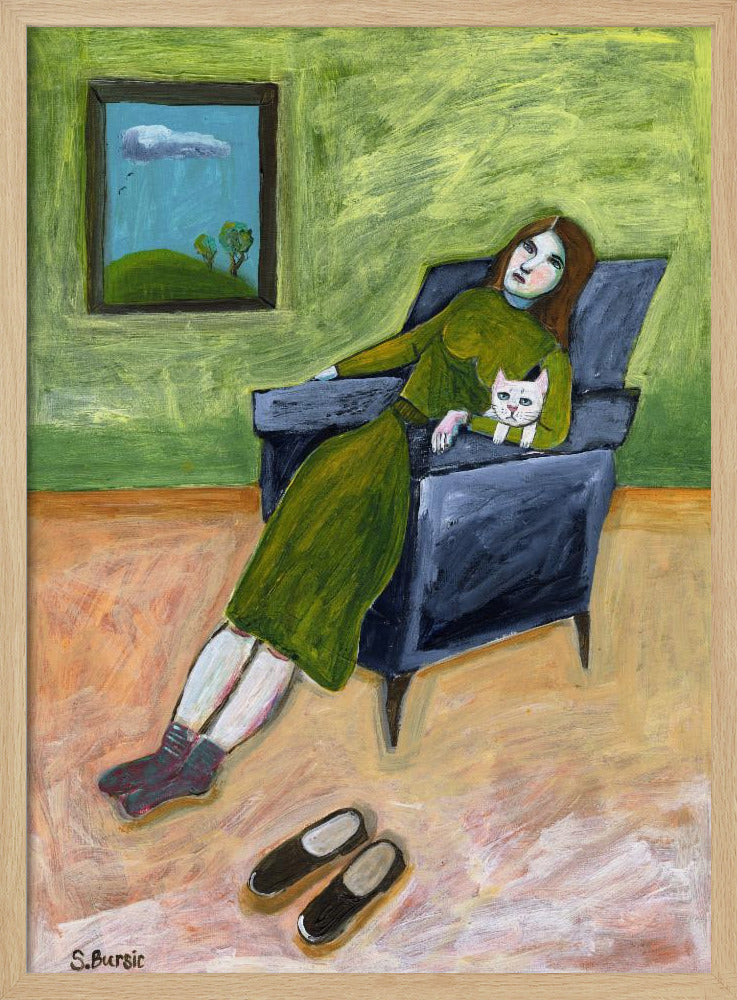 Dame mit Katze | Poster