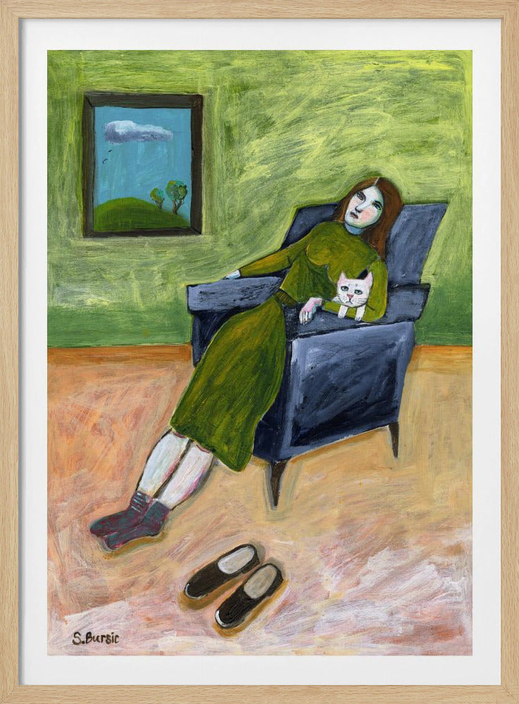 Dame mit Katze | Poster