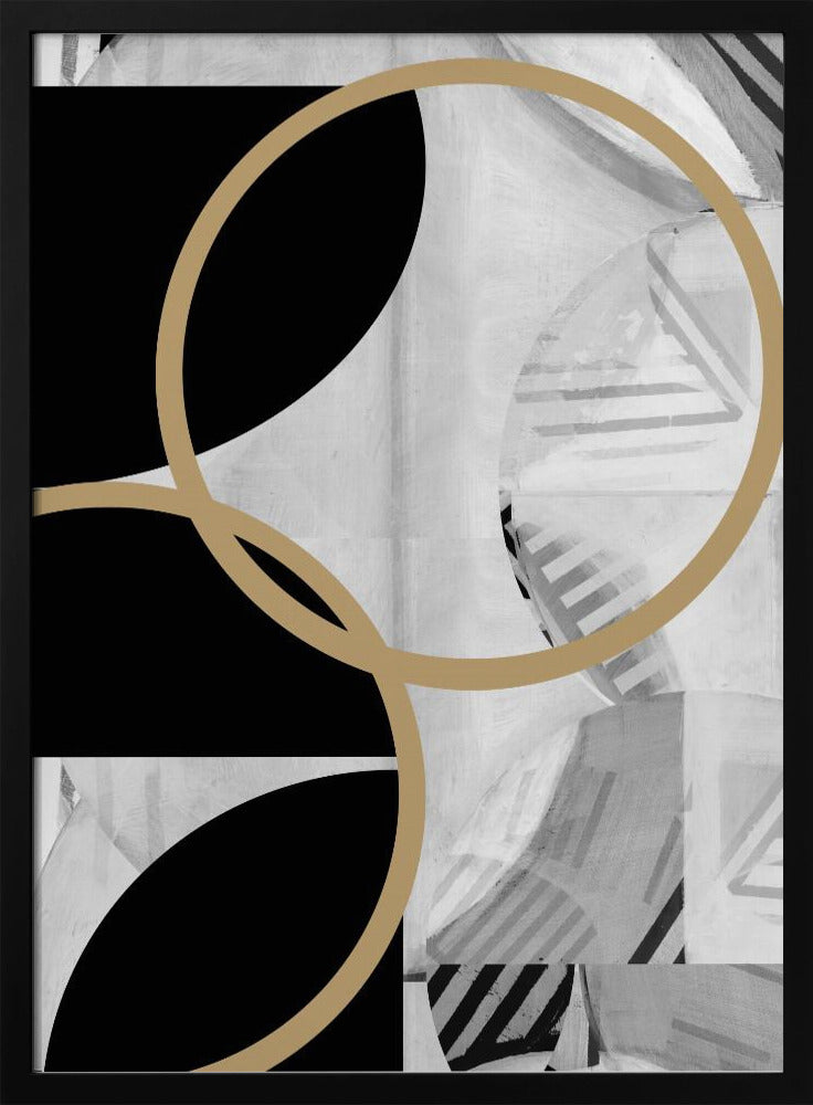 Black and White Stripes Gold Spheres No1 | Poster