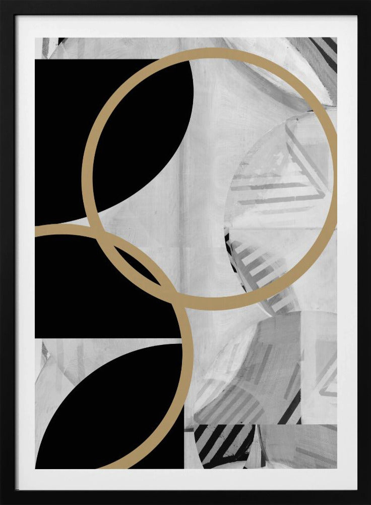 Black and White Stripes Gold Spheres No1 | Poster