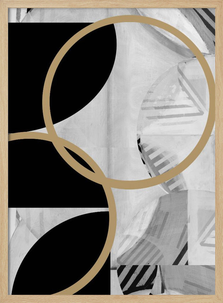 Black and White Stripes Gold Spheres No1 | Poster