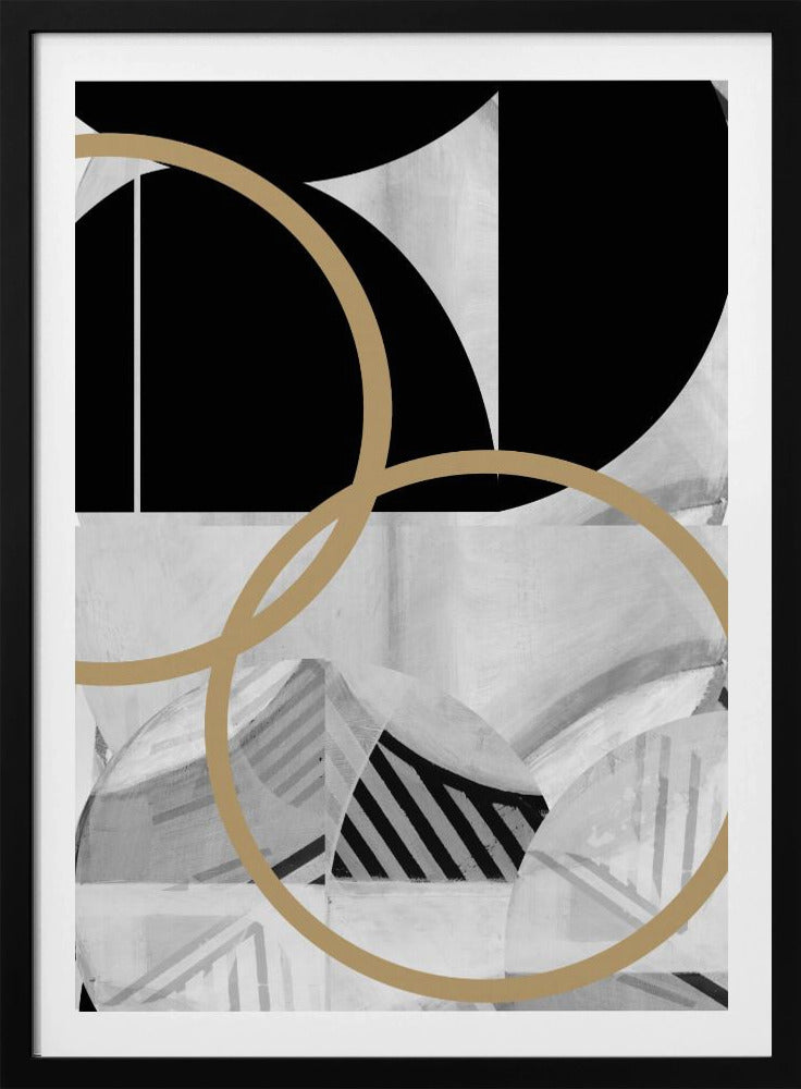 Schwarz-weiße Streifen, goldene Kugeln Nr. 2 | Poster