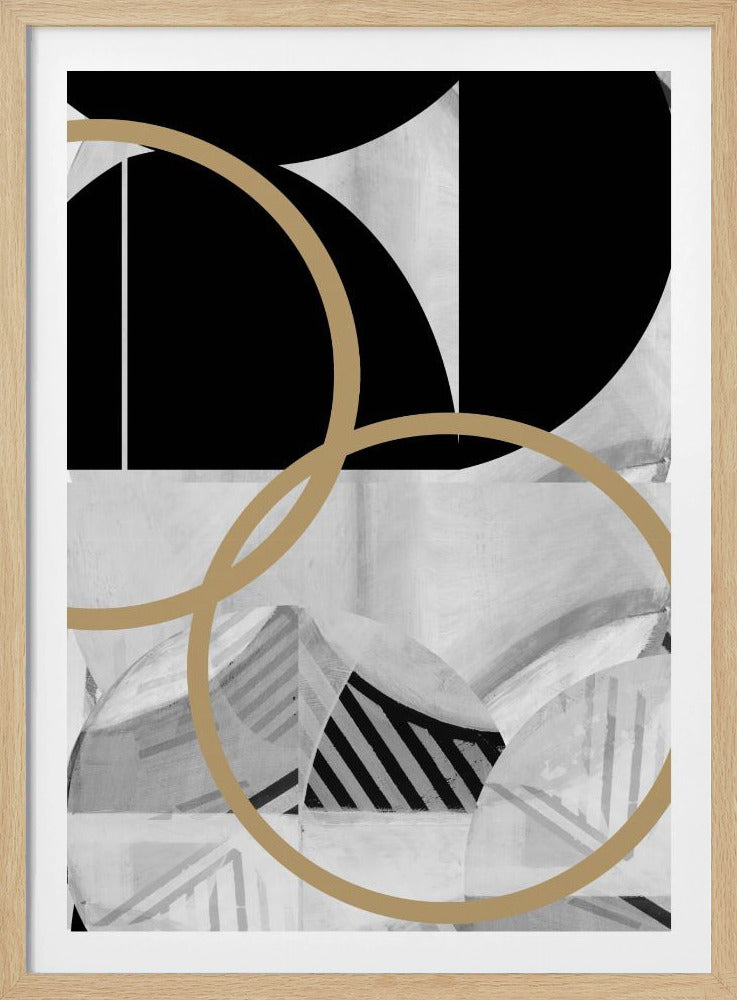 Schwarz-weiße Streifen, goldene Kugeln Nr. 2 | Poster