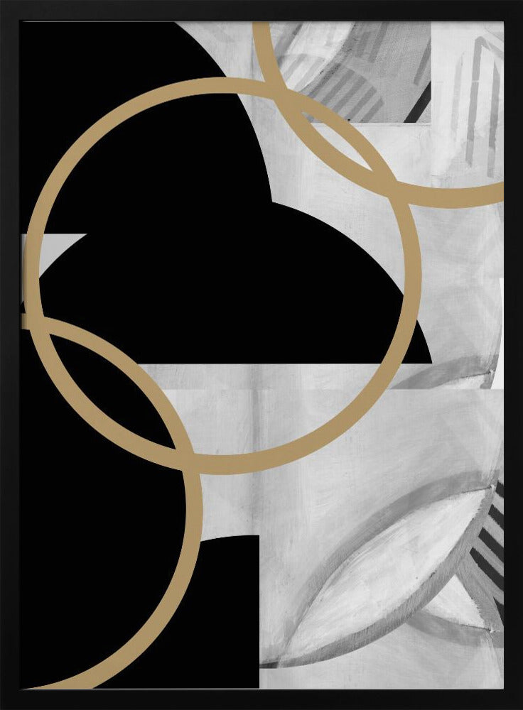 Black and White Stripes Gold Spheres No3 | Poster