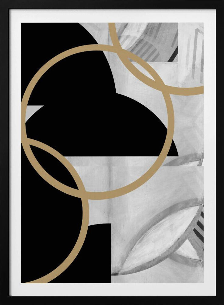 Black and White Stripes Gold Spheres No3 | Poster