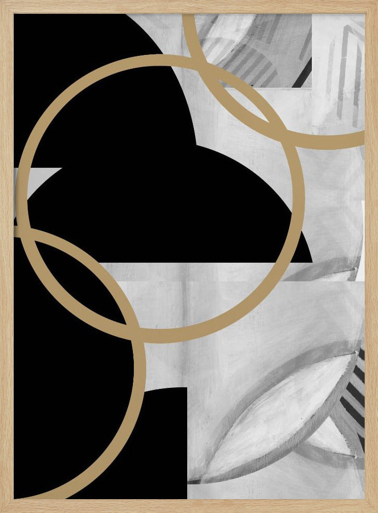 Black and White Stripes Gold Spheres No3 | Poster
