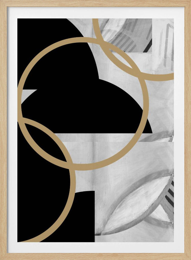 Black and White Stripes Gold Spheres No3 | Poster