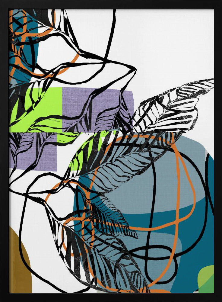 Abstract Black Leaves With Colour No1 | Poster