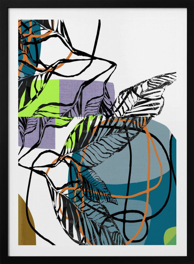 Abstract Black Leaves With Colour No1 | Poster