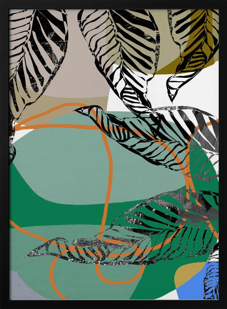 Abstract Black Leaves With Colour No2 | Poster