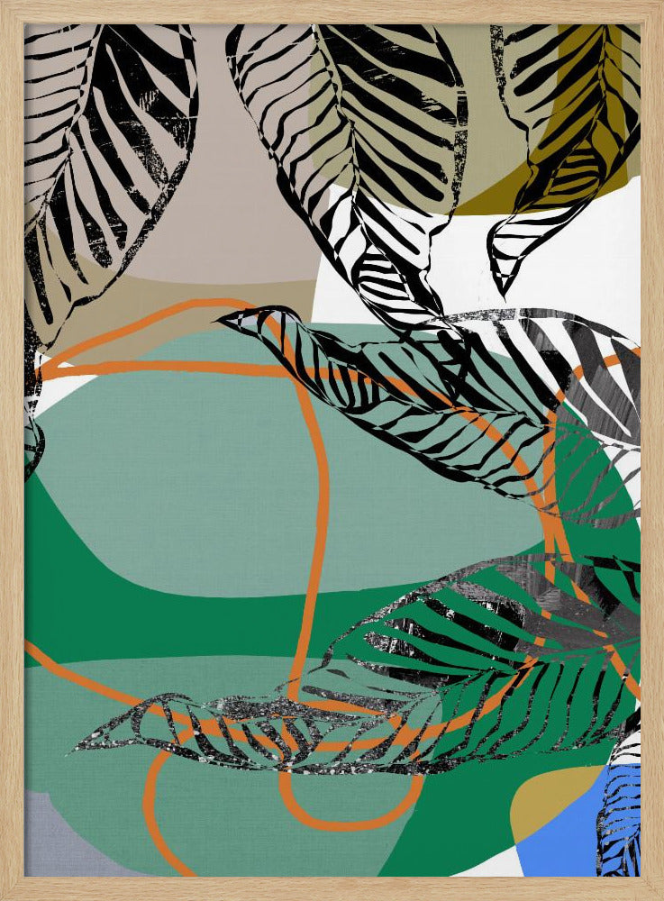 Abstract Black Leaves With Colour No2 | Poster