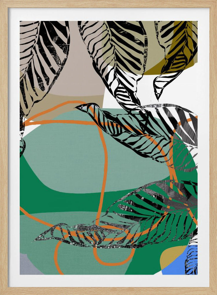 Abstract Black Leaves With Colour No2 | Poster