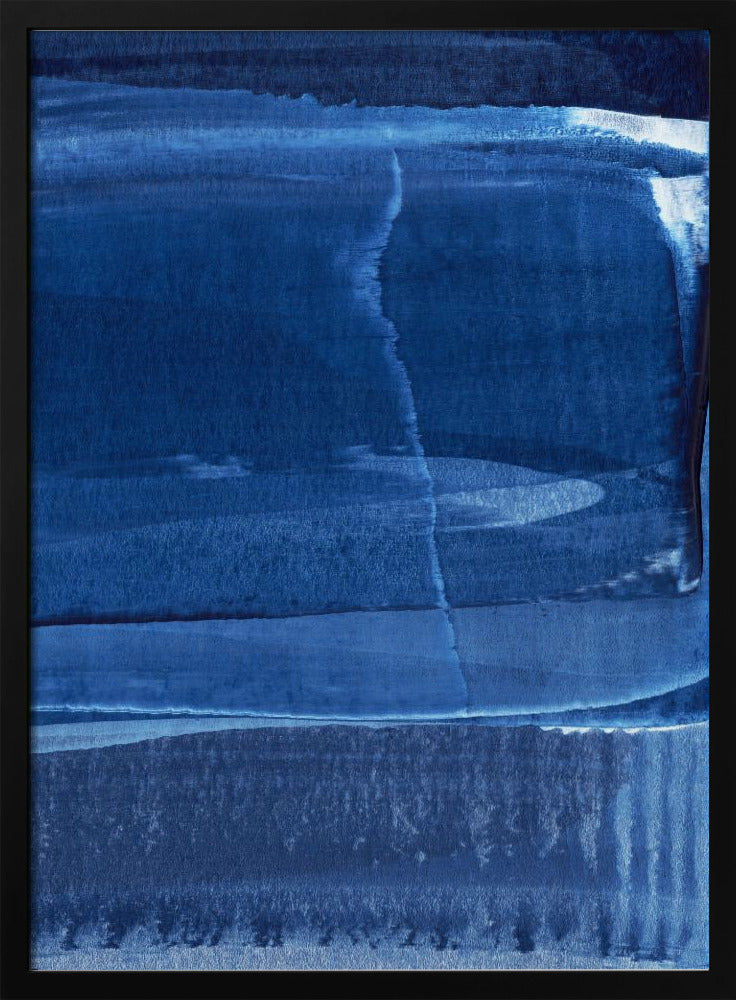 Blaue Textur mit fließenden vertikalen Linien | Poster