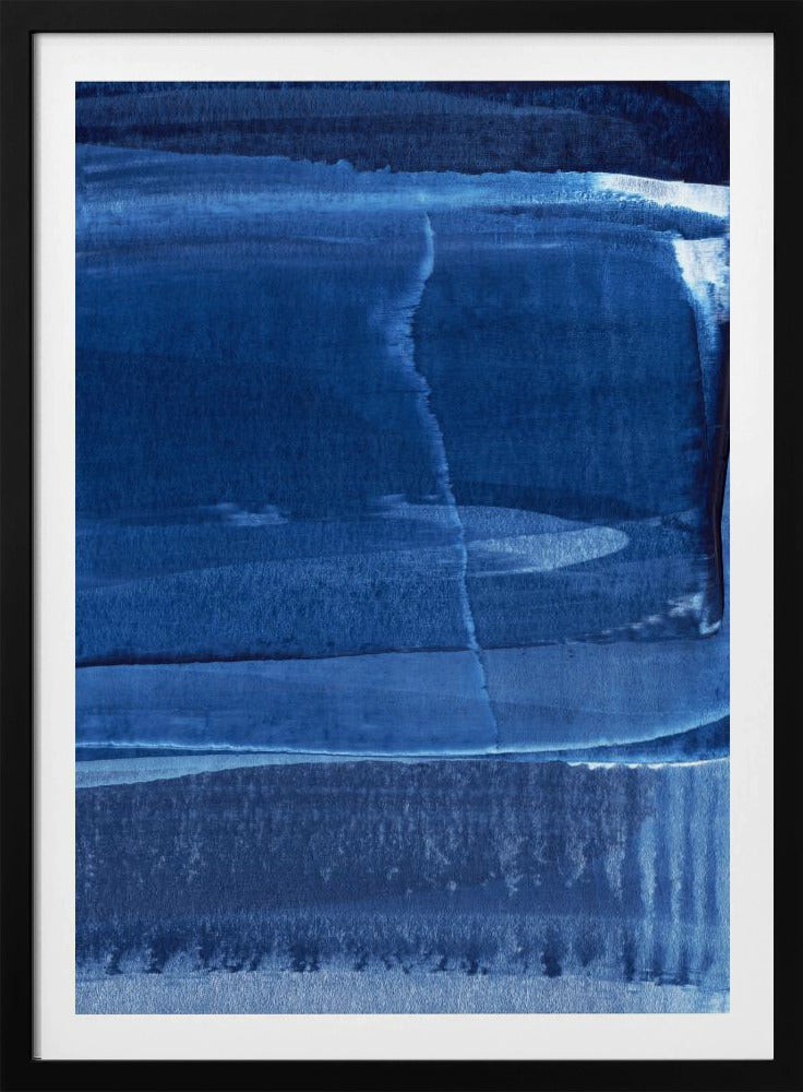 Blaue Textur mit fließenden vertikalen Linien | Poster