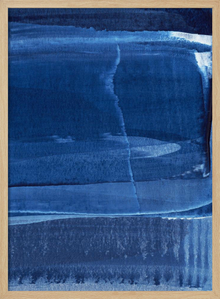 Blaue Textur mit fließenden vertikalen Linien | Poster