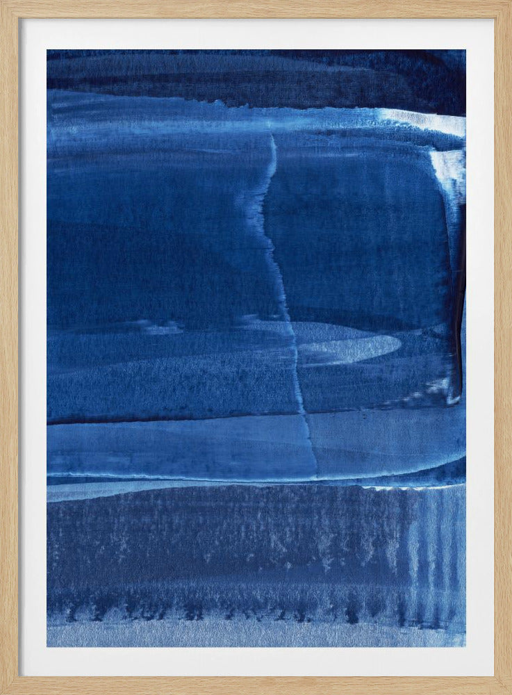 Blaue Textur mit fließenden vertikalen Linien | Poster