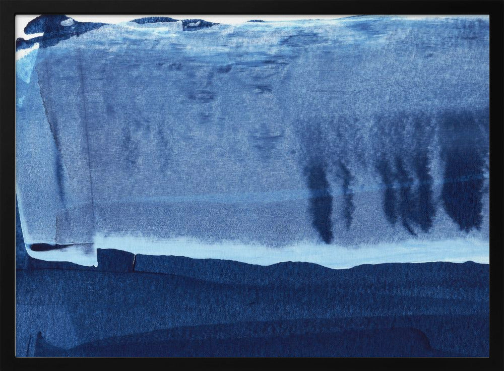 Blaue Textur mit fließenden vertikalen Linien | Poster