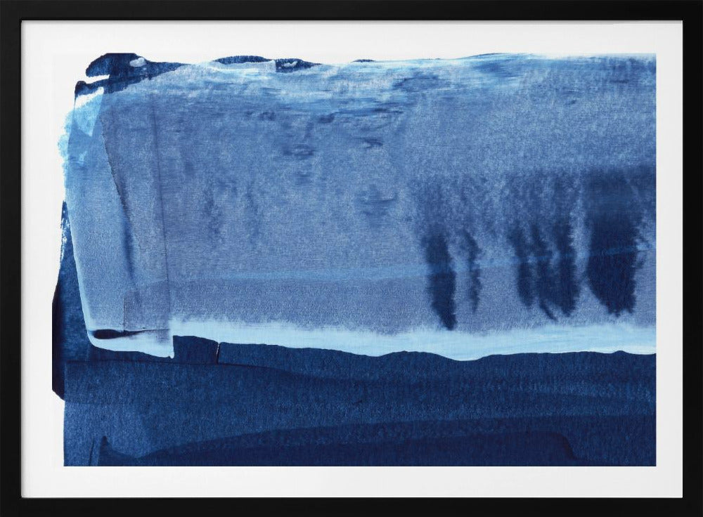 Blaue Textur mit fließenden vertikalen Linien | Poster