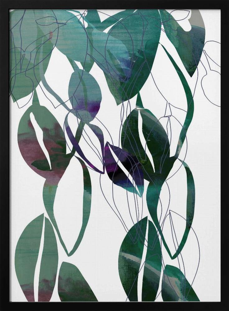 Botanische Blattkunst in Marineblau 4 | Poster