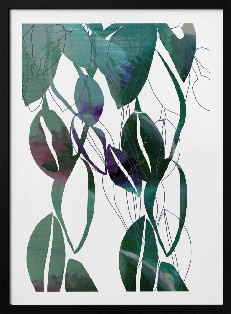 Botanische Blattkunst in Marineblau 4 | Poster
