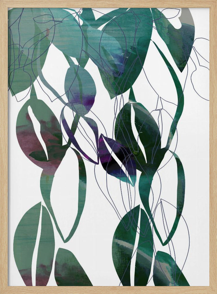 Botanische Blattkunst in Marineblau 4 | Poster