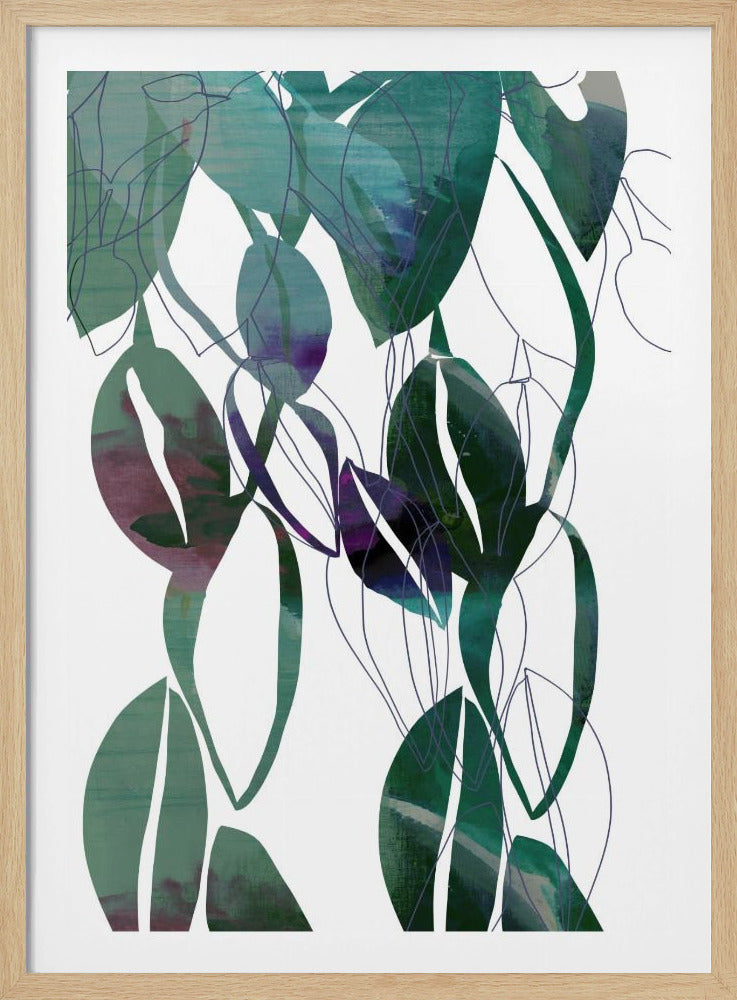 Botanische Blattkunst in Marineblau 4 | Poster
