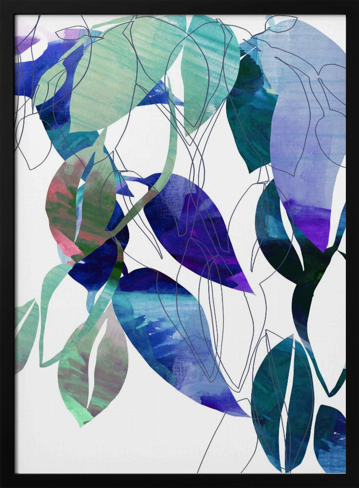 Botanische Blattdruckkunst in Marineblau 3 | Poster