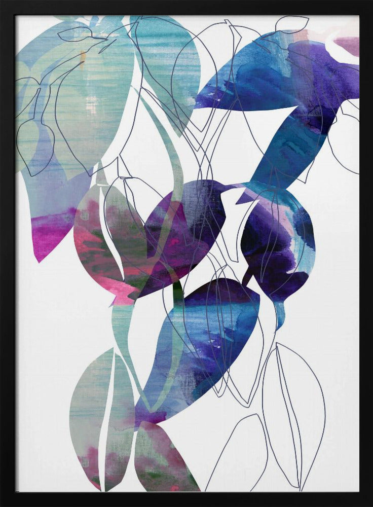 Botanische Blattdruckkunst in Marineblau 2 | Poster