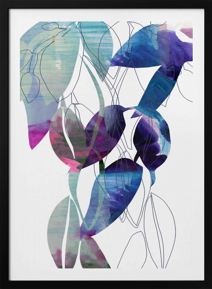 Botanische Blattdruckkunst in Marineblau 2 | Poster