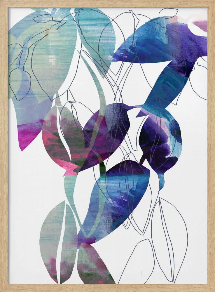 Botanische Blattdruckkunst in Marineblau 2 | Poster