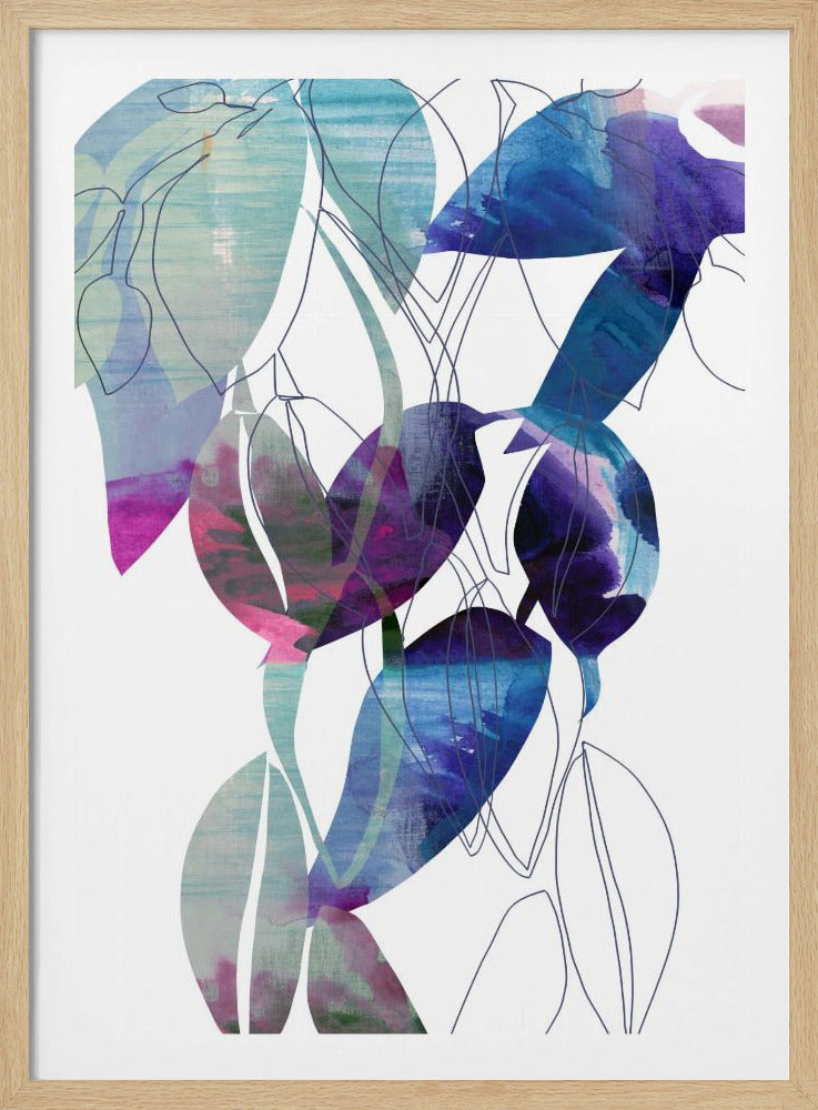 Botanische Blattdruckkunst in Marineblau 2 | Poster