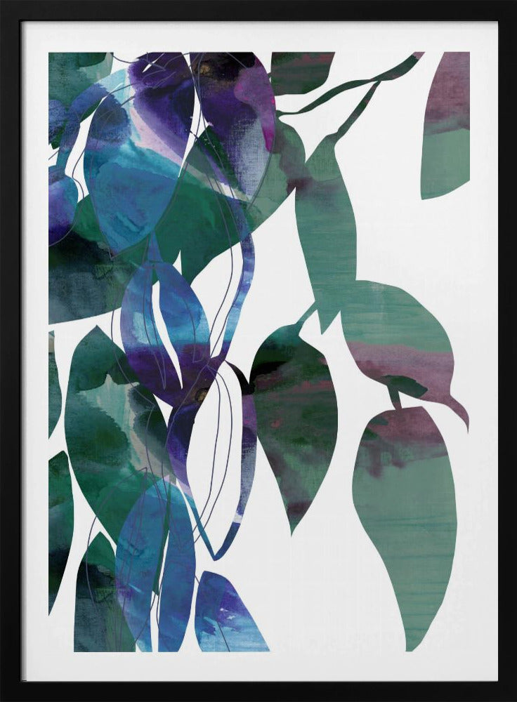 Botanische Blattkunst in Marineblau 1 | Poster