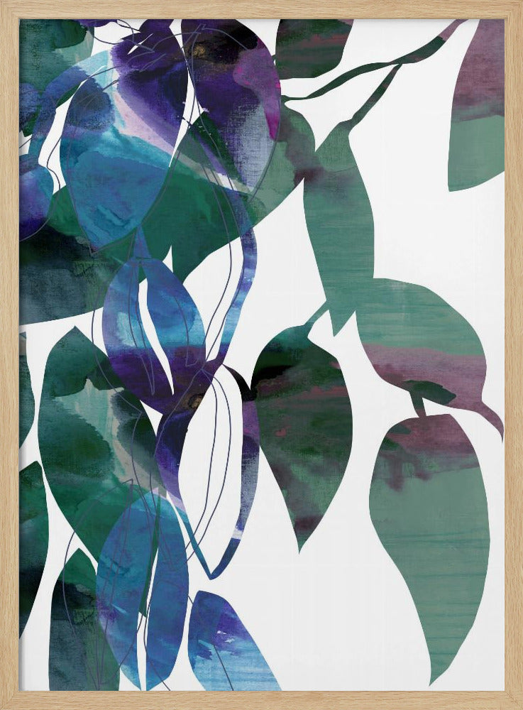 Botanische Blattkunst in Marineblau 1 | Poster