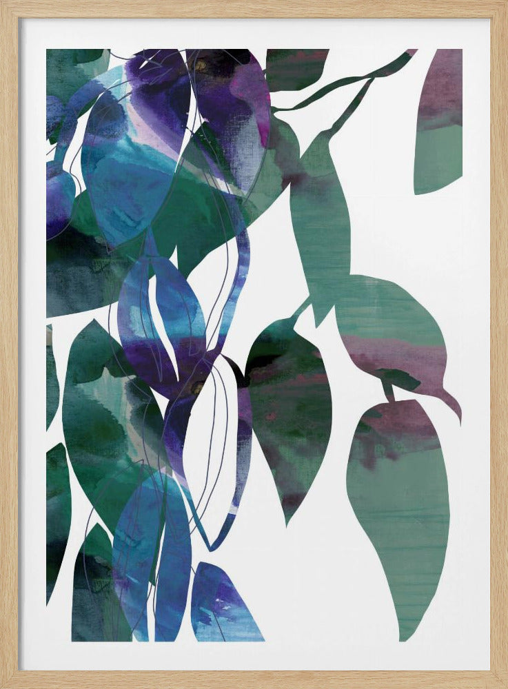 Botanische Blattkunst in Marineblau 1 | Poster