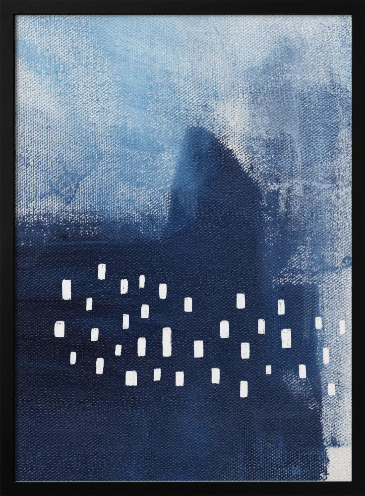 Blaue Farbtöne und weiße rechteckige Elemente | Poster