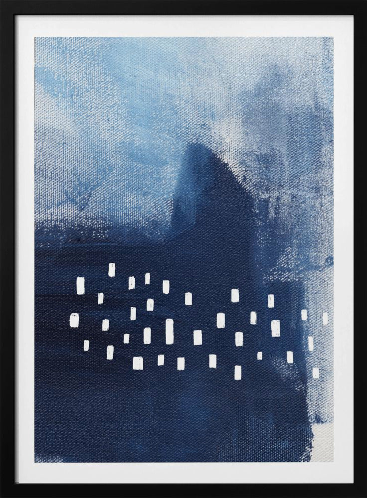 Blaue Farbtöne und weiße rechteckige Elemente | Poster