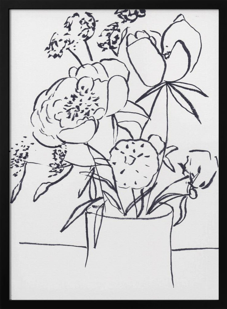 Schwarz-Weiß-Blumenmuster, groß | Poster