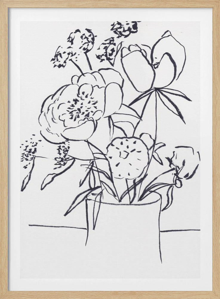 Schwarz-Weiß-Blumenmuster, groß | Poster