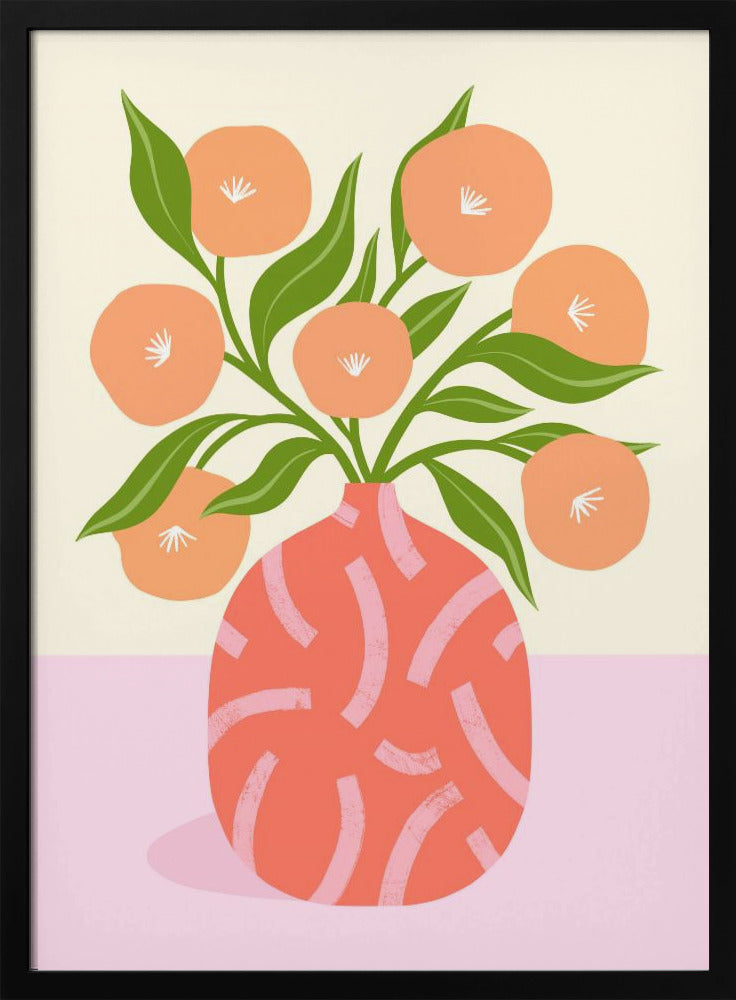 Blumen in Korallenvase | Poster