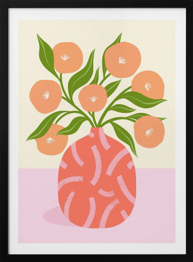 Blumen in Korallenvase | Poster