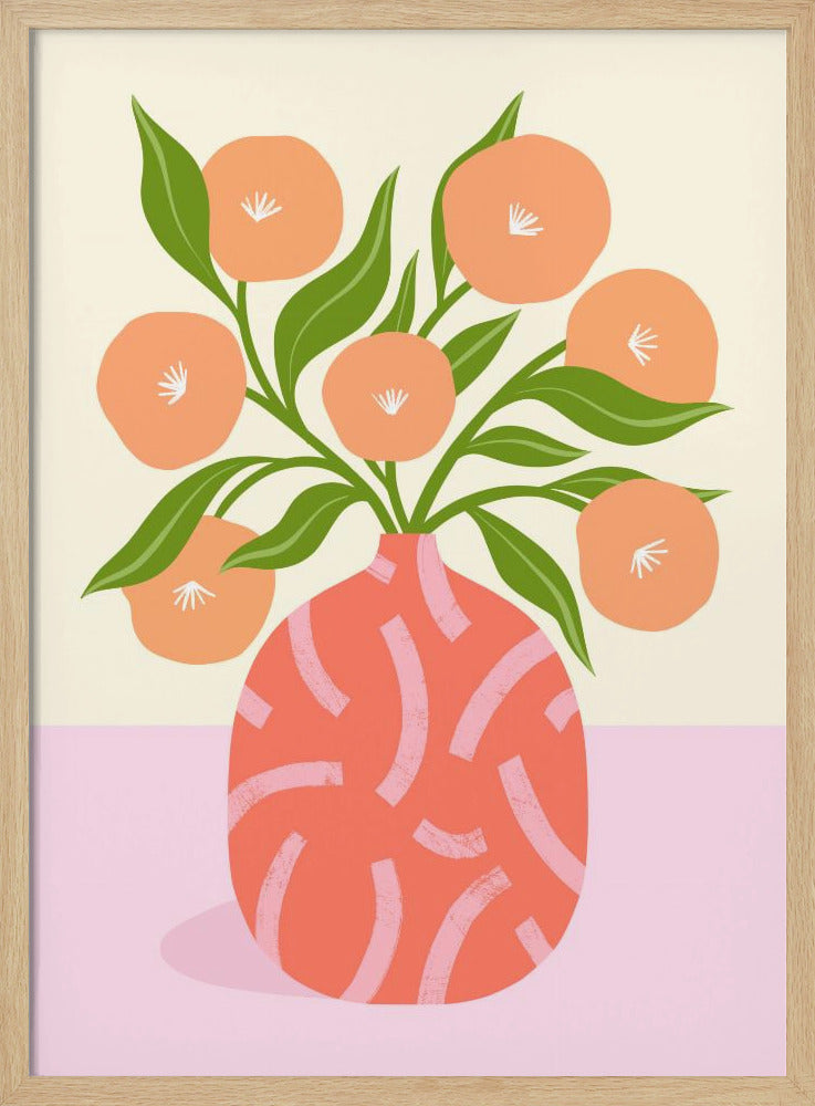 Blumen in Korallenvase | Poster