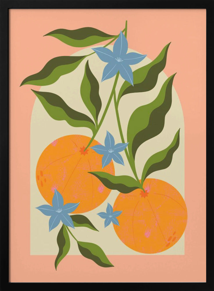 Orangenzweig mit Blüten | Poster