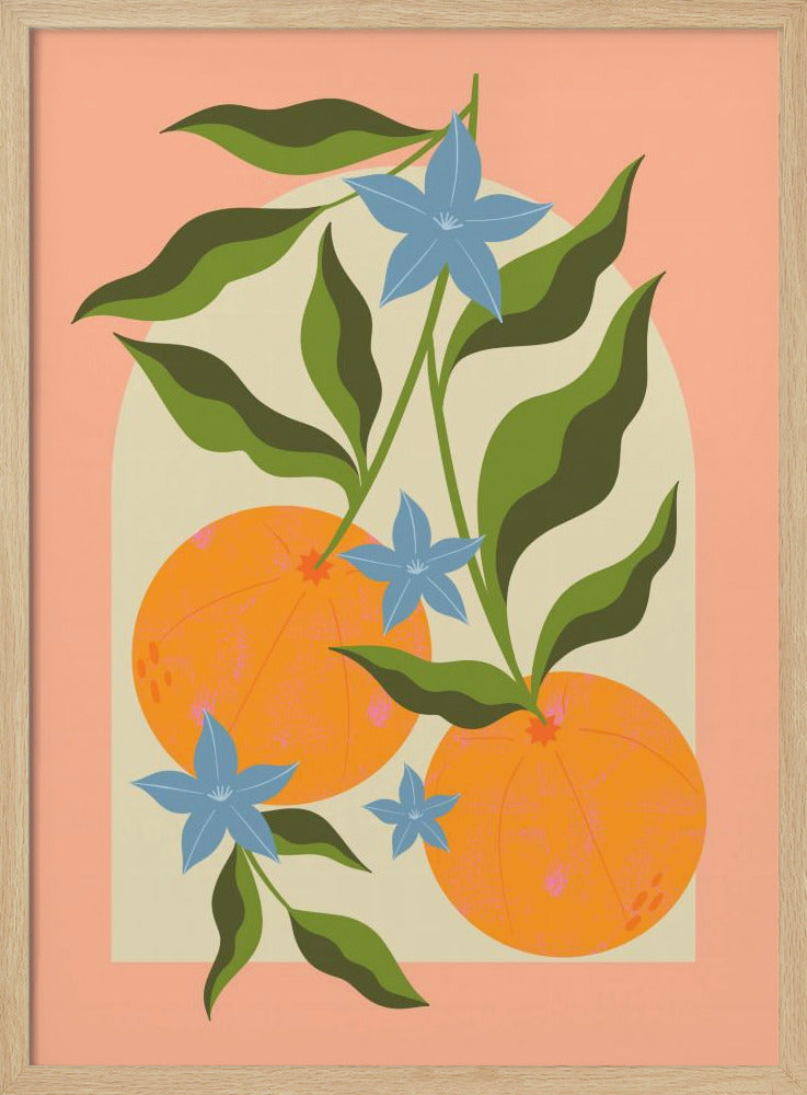Orangenzweig mit Blüten | Poster