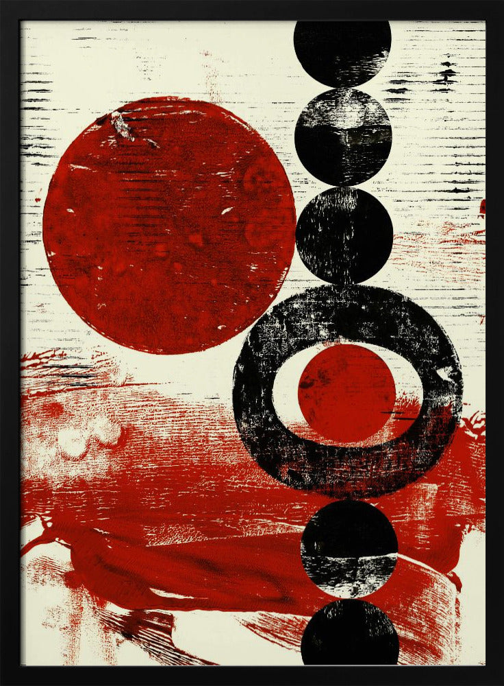 Geometrische Formen mit roten und schwarzen Kreisen | Poster