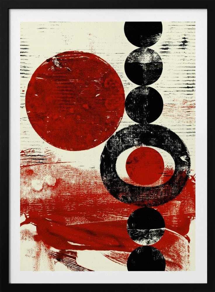 Geometrische Formen mit roten und schwarzen Kreisen | Poster