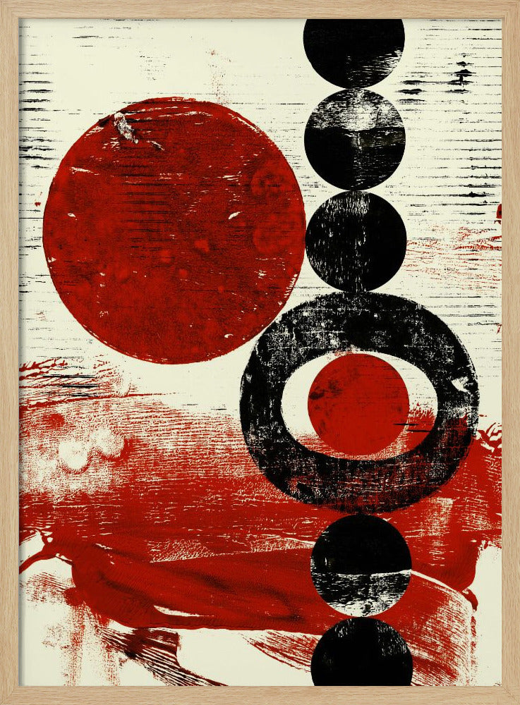 Geometrische Formen mit roten und schwarzen Kreisen | Poster