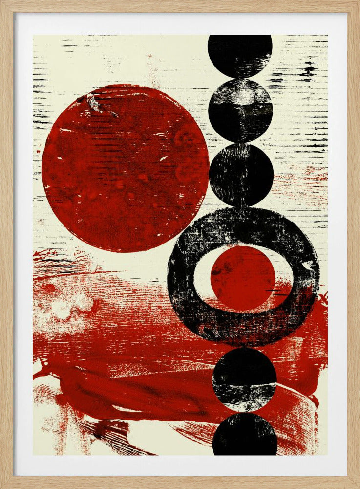 Geometrische Formen mit roten und schwarzen Kreisen | Poster